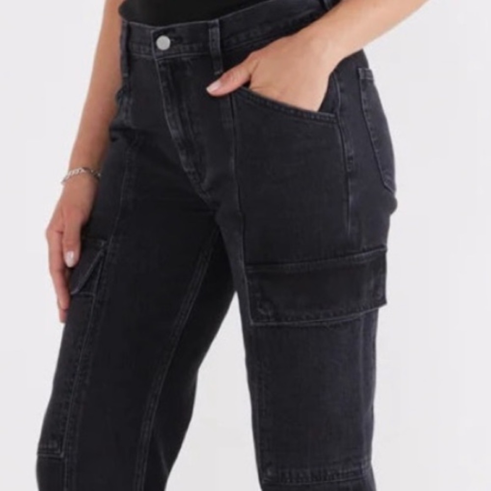 Etica High-Rise Cargo Jeans in Black